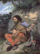 Gustave Courbet Young man in a Landscape or The Guitarreor oil painting on canvas